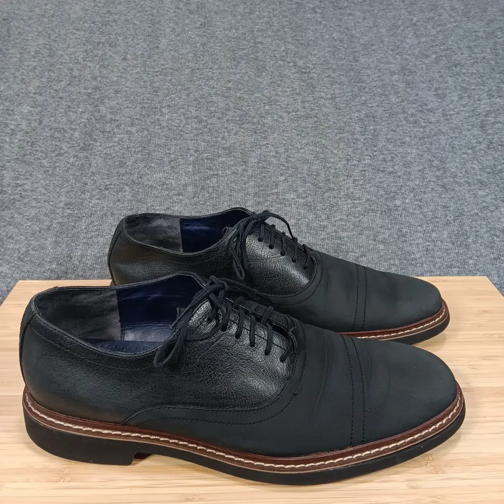 Cole Haan Mens 11.5M Black Leather Cap Toe Dress Shoes Derby C10776